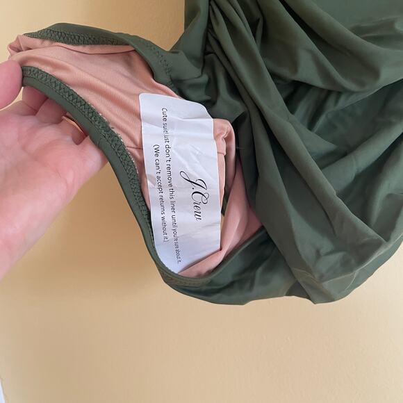 NWT J. Crew Ruched V-Neck One-Piece Swimsuit in Cool Cypress Green Sz 2 - Picture 4 of 10